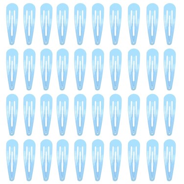 40 Counts Blue Color Metal Snap Hair Clips 2 Inch Barrettes for Women Accessories