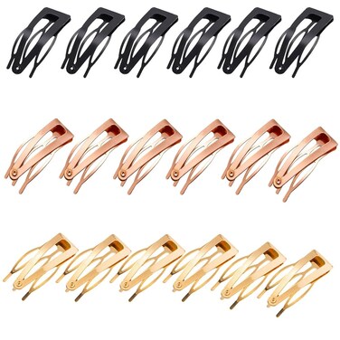 18 Pieces Snap Hair Clips 3 Prong Hair Clips Metal Snap Hair Clips Double Grip Hair Clips Hair Barrettes Hair Pins Hair Accessories for Women Girls, Multicolor