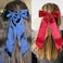 3pcs Long Tail Bow Hair Clips for Women, Silky Satin Hair Ribbon Bows Bowknot Barrettes Clip Big Bows for Women Girls Cute Hair Accessories (Navy blue Green Burgundy)