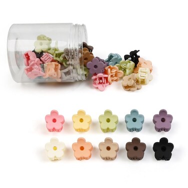 40Pcs Colorful Small Flower Hair Clips, TEBIEKOY Baby Hair Clips Mini Claw Clips Cute Jaw Clips Hair Pins Hair Barrettes Toddler Hair Accessories for Women Girls Kids Teens