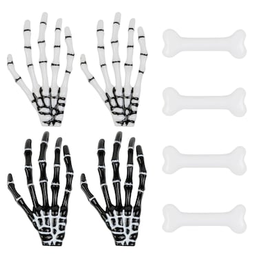 8Pcs Bone Hair Clips for Women Girls, TEBIEKOY Skull Skeleton Hand Hair Clip Hairpin White Dog Bone Hair Claw Clip Halloween Hair Clips Hair Accessories for Cosplay Costume Party