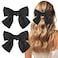 2 Pcs 6'' Hair Bows for Women, Short Satin Hair Bow Clips, Silky Double Layer Big Hair Bows Black Hair Bow Barrettes Cute French Hair Styling Accessories for Women Girls(Black)