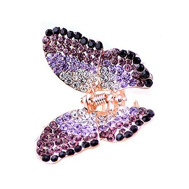 1PC Elegant Butterfly Hairpin Fancy Rhinestones Claw Clip Jaw Clips for Women Lady (Purple)
