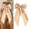 Hair Clip, Champagne Gold, Large Satin Bow with Long Tail for Women Alligator Hair Clips, Silky Hair Barrettes for Women