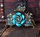 Fodattm Women Lady Retro Rose Flower Imitation Turquoise Hair Claw Clip Vintage Alloy Rhinestone Non-Slip Hair Jaw Clips Hairpin Hair Clamp (Blue)