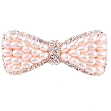 Women Imitation Pearl Hair Barrettes Fancy Crystal Rhinestones French Hair Clips Hair Accessories Bride Headwear (C#)