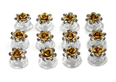 24 Pcs Bridal Wedding Rhinstone Spiral Twist Screw Hair Pins Rose Flower Hair Clips Spiral Bobby Pins Hair Bun Styling Tool Hair Accessories (Gold)