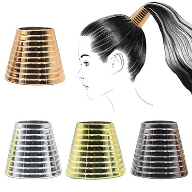 4PCS Plastic With Teeth Circle Cuff Ponytail Cover Punk Hair Rings Ponytail Holder Hair Headwear for Lady Women