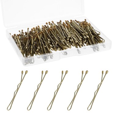 Mini Bobby Pins, 150 Count 1.38 Inch Curved Small Hair Pins Kit, Waved Hairpin with Storage Box for Kids Girls and Women Wedding Hairstyles All Styling Hair Clips Accessories (Gold)