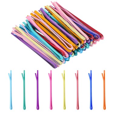 Colorful Bobby Pins, 50pcs 2.2 Inch Mini Hair Pins Metal Hair Clips Hairpins Barrettes Accessories for Women Gilrs Buns Long Straight Curly Hair Various Hairstyles(Straight Style)