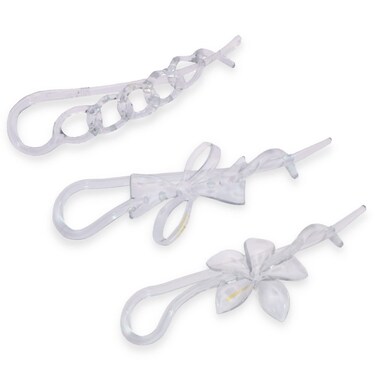 Parcelona French Twist n Clip Flower, Bow and Chain 4" Celluloid Metal Free Hair Barrette Clips Non Slip Women Hair Accessories Hair Clip for Girls, Made in France(Crystal Clear)