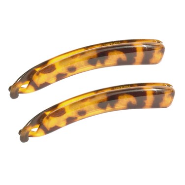 Parcelona French Small Savana Light Shell 3 &frac34;&rdquo; Celluloid Set of 2 Ponytail Holder Banana Hair Clip for Fine Hair Flexible Ponytail Holder Hair Accessories for Women, Made in France