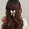 CAKURE Gold Bow Claw Clip Pearl Bow Hair Clip Cute Hair Catch Barrettes Styling Hair Accessories for Women and Girls (Pack of 2)