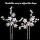 Elegant Pearl Wedding Hair Pins, Floral Crystal Hair Accessories for Bridal Women, Pack of 3 (Rose Gold)
