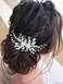 Latious Pearl Bride Wedding Hair Comb Silver Crystal Bridal Hair Pieces Leaf Hair Clip Hair Accessories for Women and Girls (A-Silver)