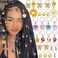 NAISKA 24Pcs Gold Butterfly Braid Clips Spring Hair Jewelry Dreadlock Accessories Colorful Butterflies Pendant Charms Flower Braid Clips Beads Cuffs Rings Hair Jewelry Gifts for Women and Teen Girls
