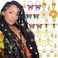 NAISKA 24Pcs Gold Butterfly Braid Clips Spring Hair Jewelry Dreadlock Accessories Bee Pendant Charms Flower Braid Clips Cuffs Rings Hair Jewelry Gifts for Women and Teen Girls