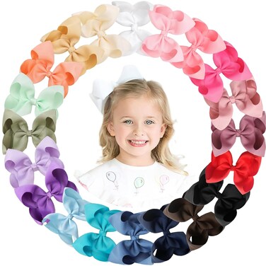 C&Eacute;LLOT 20PCS Big 6 Inch Hair Bows for Girls Grosgrain Ribbon Bow Toddler Back to School Hair Accessories with Alligator Clips for Toddlers Schoolgirls Kids Teens