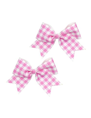 Pink Checkered Plaid Jumbo Bow Pink Big Bow Large Pink White Buffalo Plaid Huge Bow PHB09 (B1-Hair Clip Bow)