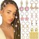 24PCS Pink Hair Jewelry Crystal Butterfly Loc Jewelry Gold Braid Clips Heart Flower Hair Pendants Multi Style Hair Decoration Dreadlock Accessories for Women and Girls
