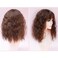 RemeeHi Clip on Curly Wavy Synthetic Top Wiglet Hairpieces for Thinning Loss Hair， Topper Hairpieces with Bangs for Women Light Brown 18 inch(Thick)