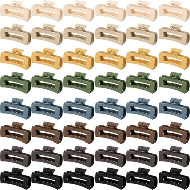 Yunlly 48 Pcs 4.1 Inch Claw Clips Bulk Large Rectangle Square Hair Claw Clips Nonslip Thick Long Hair Strong Hold Jaw for Women Girl Accessories(Multicolor)