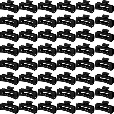 Yunlly 48 Pcs 4.1 Inch Claw Clips Bulk Large Rectangle Square Hair Claw Clips Nonslip Thick Long Hair Strong Hold Jaw for Women Girl Accessories(Black)