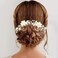 Pearls Flower Hair Clips 2pcs Bridal White Floral Silver Leaf Vine Hair Pieces Accessories for Wedding Women