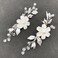 Pearls Flower Hair Clips 2pcs Bridal White Floral Silver Leaf Vine Hair Pieces Accessories for Wedding Women