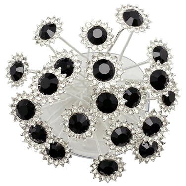 20Pcs Bridal Hair Pins Crystal Sunflower Rhinestone U-Shaped Wedding Hair Pieces Accessories for Women Girls Party (Black)