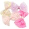 Shiny Sequins Hair Bows for Girls, 4 Pieces Pink Style Glitter Mesh Alligator Hair Clips Accessories 4.7" for Kids Teens (Style-1)