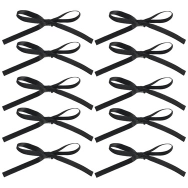 Hair Accessories for Women and Girls: Long Ponytail Holders, Small Black Claw Clips, Barrettes, and Ribbon Bow Hair Clips - 10Pcs Set
