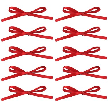 Bow Hair Clips, Long Tail Ribbon Small Claw Clips, Ponytail Holders with Bows in Black and Red, 10Pcs for Girls and Children