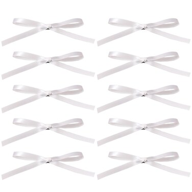 Women Hair Clips Set - Long Tail Ribbon Bow Clips, Ponytail Holders, Claw Clips for Girls in White and Pink, 10 Pieces