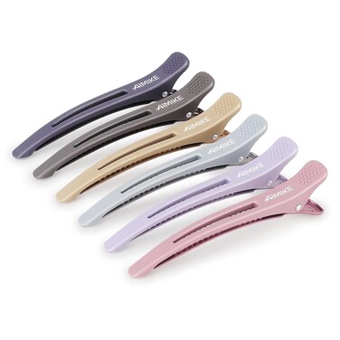 AIMIKE 6pcs Professional Hair Clips for Styling Sectioning, Anti-Slip No-Trace Duck Billed Hair Clips with Silicone Band, Salon and Home Hair Cutting Clips for Hairdresser, Women, Men - 4.3&rdquo; Long