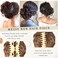 Claw Clip Messy Bun Hair Piece Curly Wavy Faux Hair Bun Extensions Synthetic Chignon Tousled Updo Hair Scrunchie Claw Clip Ponytail Hairpieces for Women（#Dark Brown Mix Ash Blonde）