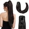 Hairro Clip On Ponytail Hair Extensions Jaw On Claw Clip Ponytails Real Hair Long Jaw/Claw Pony Tail With Clips Hairpieces For Women 14 Inch 105g 1B Natural Black