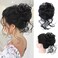 Messy Bun Hair Piece Claw Clip Synthetic Chignon Tousled Updo with Tendrils Hair Extensions Hair Bun Curly Wavy Faux Hair Bun Hair Scrunchies Hair Accessories for Women（Black）