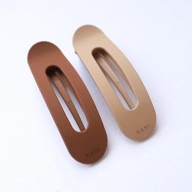 KAXI Lay Down Hair Claw, Perfect for Thick &amp; Thin Hair, Strong Clip Teeth, 2-Pack (Bone &amp; Brown)