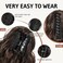 FLUFYMOOZ Wavy Curly Claw Clip Ponytail - Natural Synthetic Hairpiece, 18 Inch (Dark Chocolate Brown)