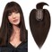 Benehair Clip in Hair Topper with Bangs Secret Topper Wiglet 100% Human Hair Clip in Top Hairpieces Fringe Bang Replacement Wiglet for Womem with Thinning Hair 8inch 33g #2 Dark Brown