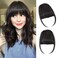 Savasana Clip on Wispy Bangs-Real Human Hair Clip in Bangs Hairpieces Fake Air Bangs Fringe with Temples Bangs Hair Extensions (Wispy Bangs, Natural Black)