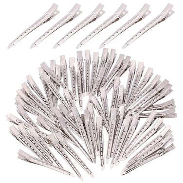 yoyokid 60PCS Hair Clips For Styling, 3.5inch Metal Duck Billed Hair Clips For Styling Sectioning, Curler Alligator Clips Hair Pins For Thick Hair Roller Salon, Silver