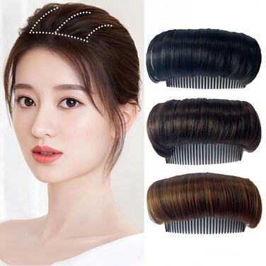 3pcs Hair Bun Invisible False Hair Clip, Hair Base Bump Fluffy Hair Pad Styling Insert Tool Volume Accessories Increased Hair Padfor for Women Girls Hairstyle