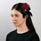Rose Bow Hair Clip Lolita Gothic Rose Bowknot Lace Ribbon Hairpin Brooch Handmade Hair Bride Accessories for Halloween Cosplay Wedding Birthday Party Women Decoration, Black, Red