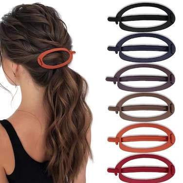 6 Pcs French Oval Hair Barrette Clips for Women Girls Thick Thin Hair Accessories Durable Flexible Ponytail Holder hairpin