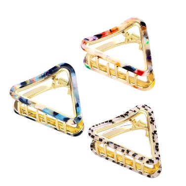Cobahom 3 Pack Hollow Triangle Hair Clips for Women Girls 2 inch Acetate Hair Jaw Clips No-Slip Hair Clip Hair Styling Accessories for Women Lady