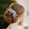 Wedding Hair Combs, Crystal Flwoer Hair Clips Bride Bridesmaid Hair Sides Comb Rhinestone Barrettes, Pearl Flower Hair Pins Hair Accessories for Women Girls (Light Blue)