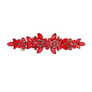 Red Austrian Hair Barrettes, Sparkly Zircon Crystal Hair Clips French Dedign Bridal Fashion Bling Rhinestons Hairpins, Wedding Hairgrip Hair Headwear Accessories for Women Girls Bride Bridesm