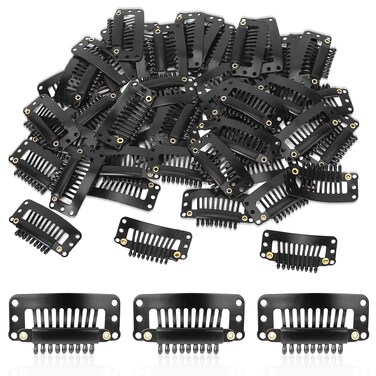 Mozeat Lens 50pack Wig Clips Snap Rubber 9 Teeth Comfortable to Sew in Secure Combs Hair Clipsfor Wigs Clip on for Women Small Pins Extensions &amp; Accessories